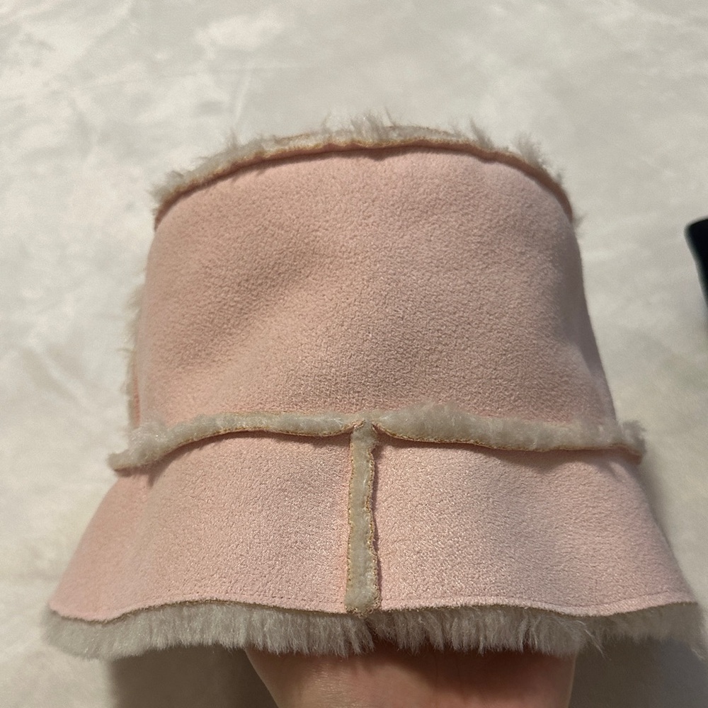 Smart Set Blush Pink Hat with Faux Fur Trim